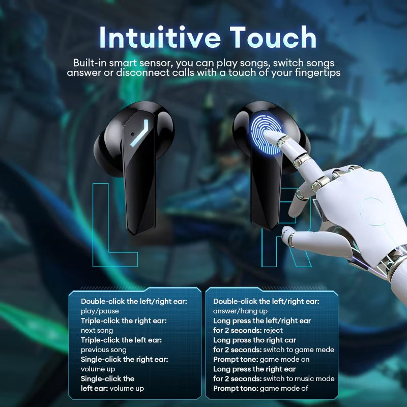 XT53 Bluetooth 5.4 Wireless Earphone LED Digital Display Waterproof Sport Earbuds HD Call Noise Cancelling Gaming Headset